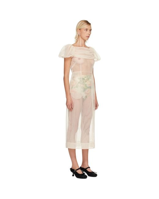 Simone Rocha Black Sheer Sculpted Gathered Bust Midi Dress