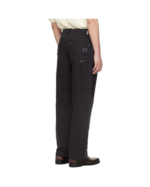 Represent Black Heaton Workwear Trousers for men