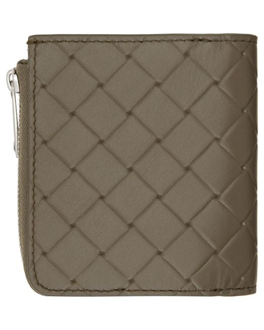 Bottega Veneta Green Khaki Intrecciato Stamp Bi-Fold Wallet for men