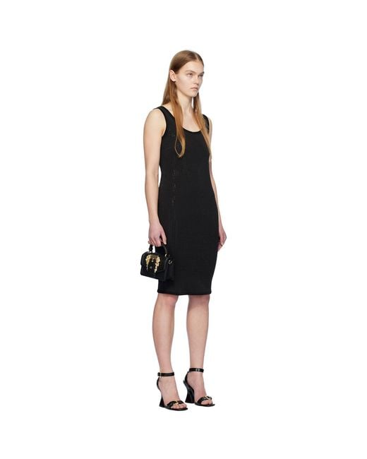 Versace Jeans Couture Black Crystal-cut Midi Dress