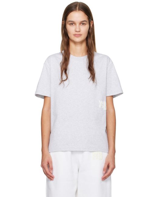 T By Alexander Wang White Gray Bonded T-shirt