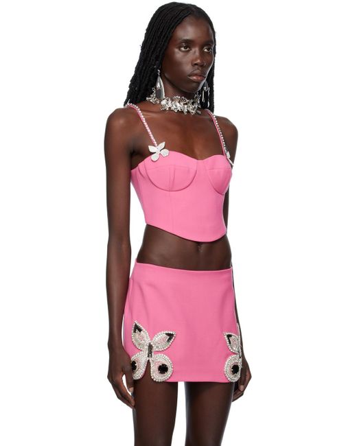 Area Red Pink Butterfly Crystal Bustier