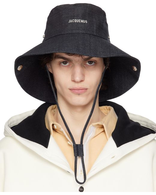 Jacquemus Black Hat With Logo for men