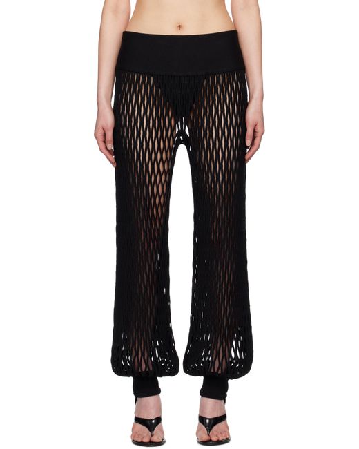 Alaïa Black Macramé Knit Trousers