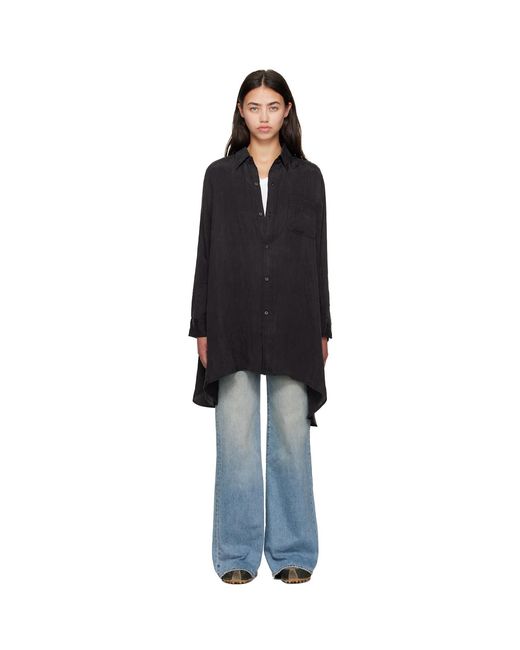 R13 Black Draped Front Shirt
