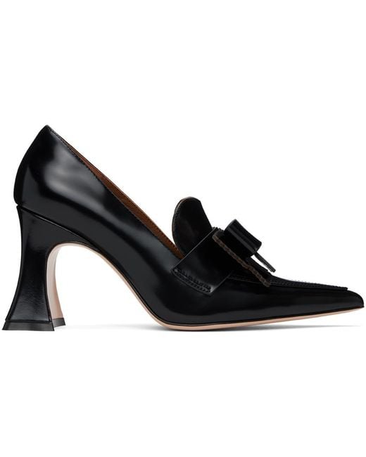 ShuShu/Tong Black Polished Leather Pointed Bow Heels
