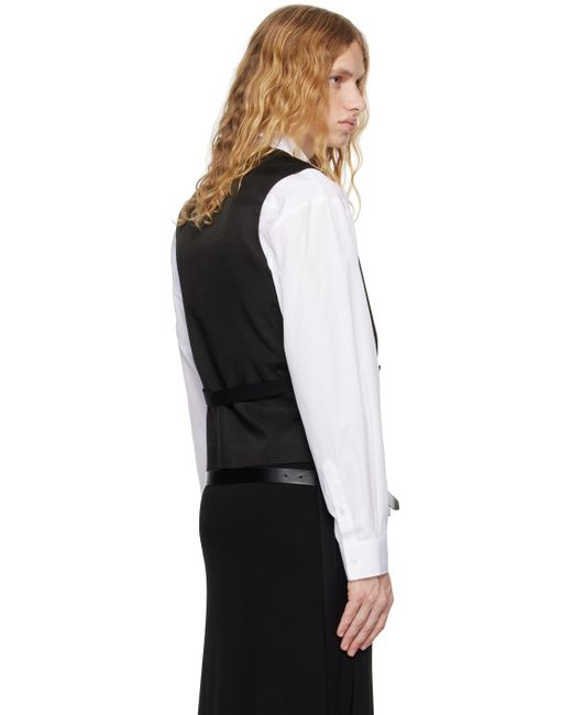 Ann Demeulemeester Black Oversized Virgin Wool Twill Waistcoat for men