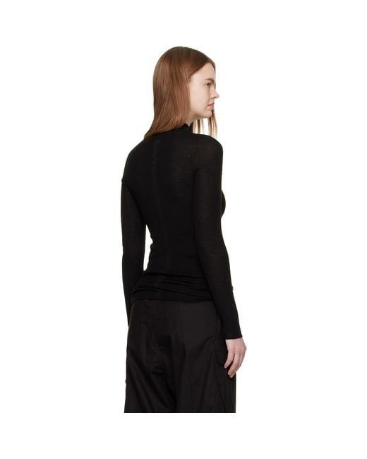 Rick Owens Black Temple Ls Turtle Sweater