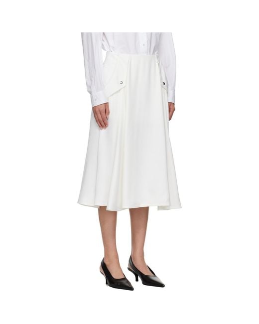 Bottega Veneta White Off- Viscose Pleated Midi Skirt