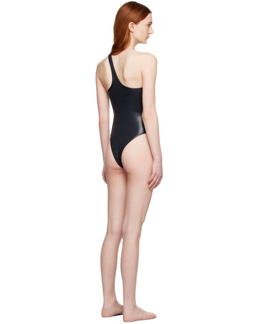 The Attico Black Single-shoulder One-piece Swimsuit