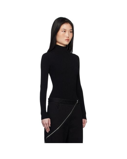 Alaïa Black Ribbed Knit Bodysuit