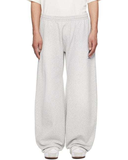 Alexander Wang White Logo Oversized Cotton Terry Sweatpants for men