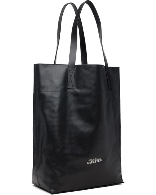 jean paul gaultier 00ss レザー　トート Jean Paul Gaultier Coated Canvas Printed Wood Tote in Black for
