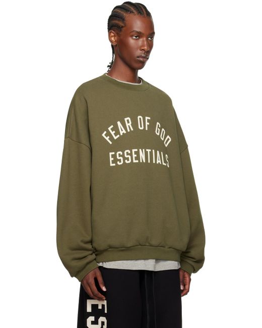 Fear Of God Green Khaki Crewneck Sweatshirt for men