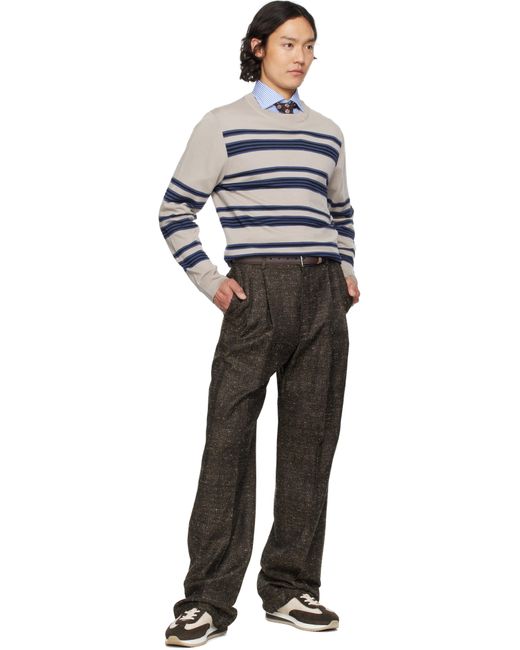 Paul Smith Blue Taupe Raised Stripe Merino Wool Sweater for men