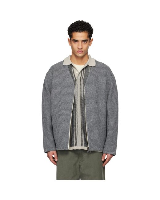 Nanamica Gray Ooal 5G Zip Cardigan for men