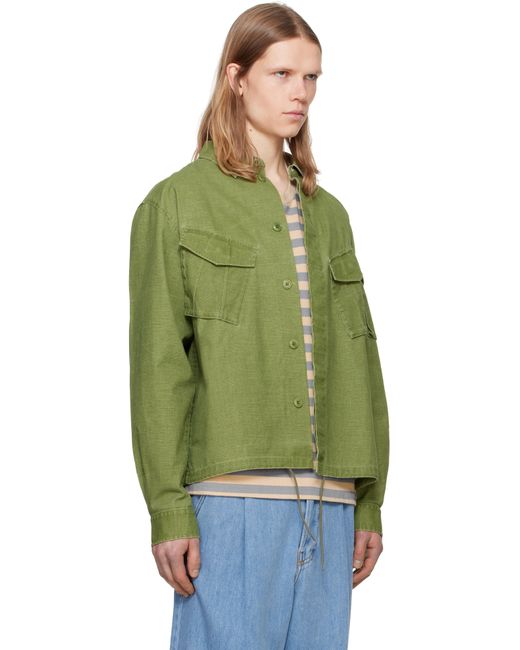 メンズ KENZO グリーン Paris ポケット オーバーシャツ Green