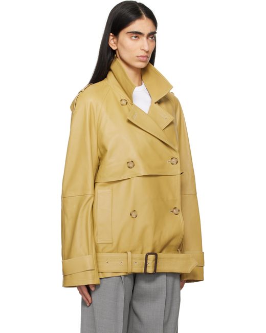 Totême  タン ショート トレンチ レザージャケット Yellow