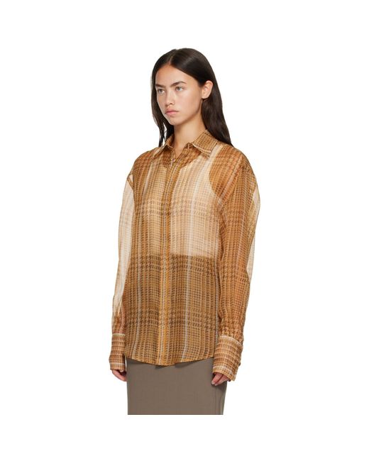 Mugler Brown Tan Sheer Organza Shirt