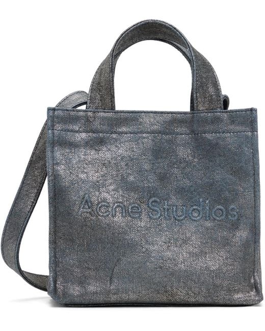 Acne Silver & Blue Logo Mini Shoulder Tote for men