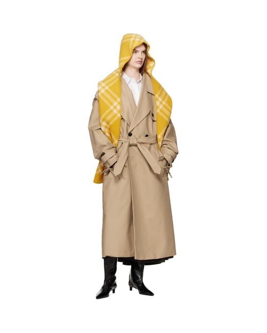 Burberry Metallic Check Wool Hooded Scarf