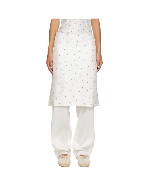 RESCHA White Ssense Exclusive Agarra Embroidered Midi Skirt
