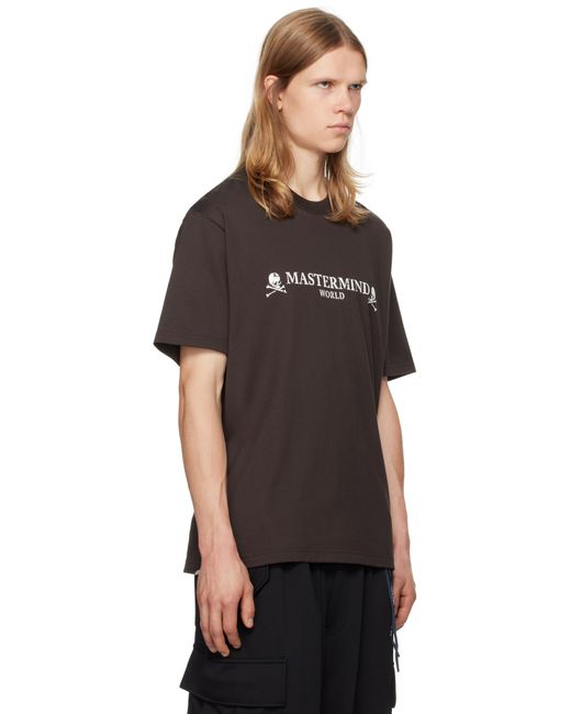 メンズ MASTERMIND WORLD ブラウン ロゴ Tシャツ Black