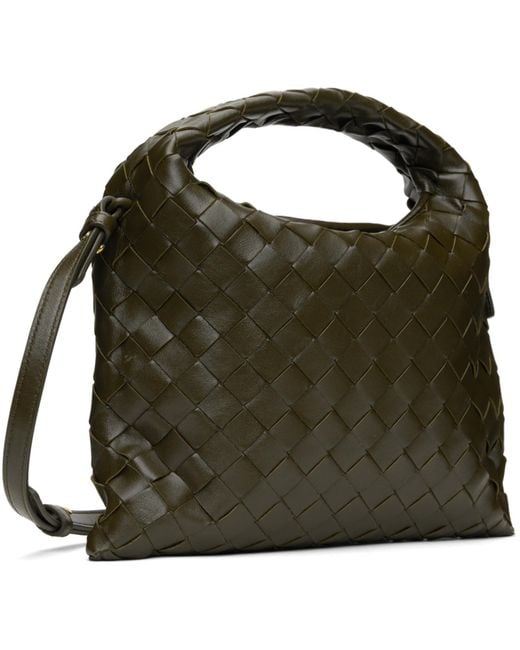 Bottega Veneta Black Khaki Mini Hop Bag