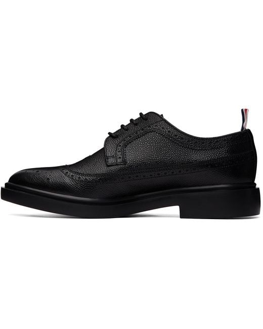 Thom Browne Black Pebble Grain Longwing Brogues for men