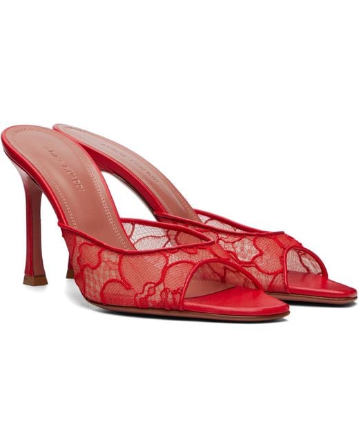 AMINA MUADDI Red Alexa Lace 95 Heeled Sandals