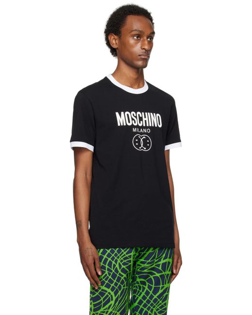 Moschino Black Double Smiley T-shirt for men