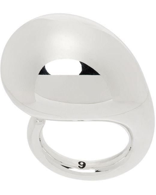 Bottega Veneta Metallic Silver Drop Ring