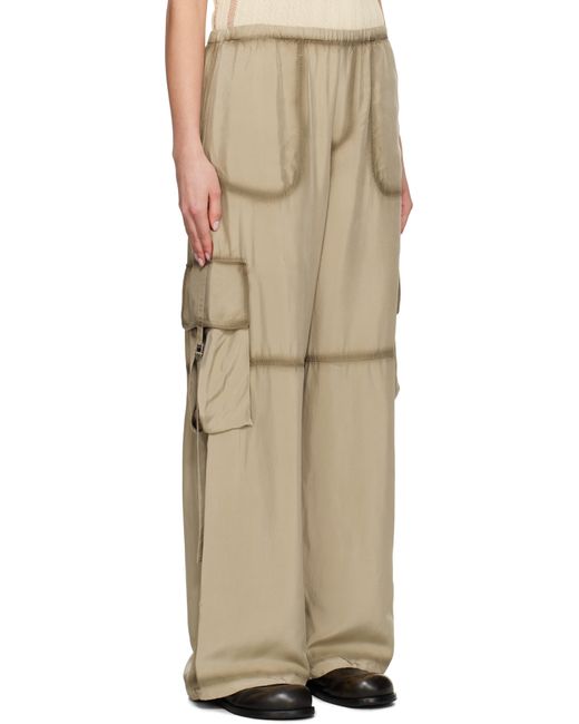 Acne トープ サテン カーゴパンツ Natural