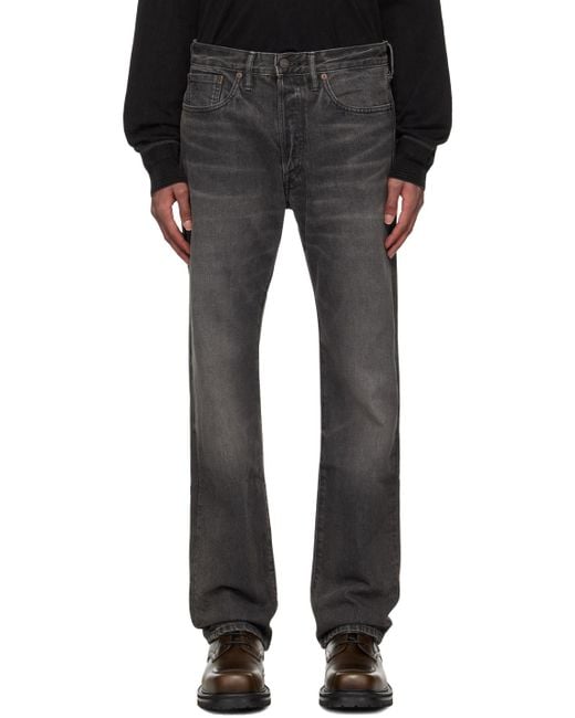 RRL Black Straight-Leg Non-Stretch Faded Denim Jeans for men