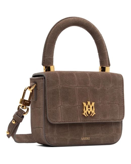 Amiri Brown Croc Suede Micro Ma Bag