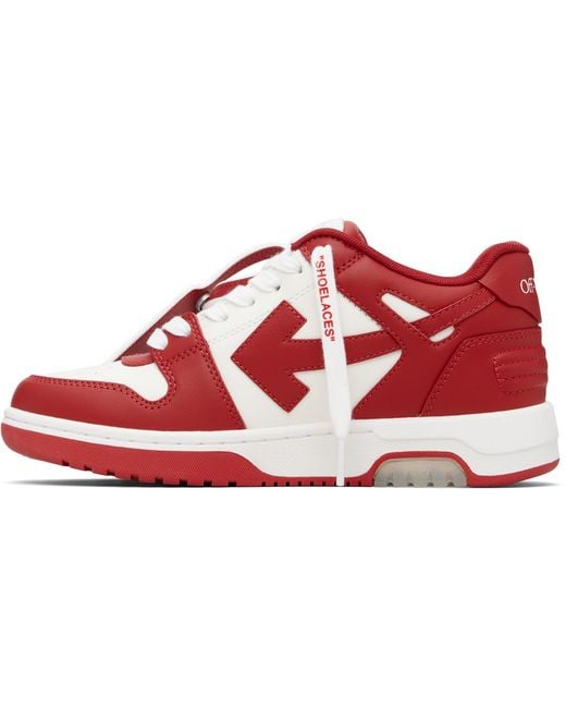 Off-White c/o Virgil Abloh Red 'Out Of Office' Calf Leather Sneakers