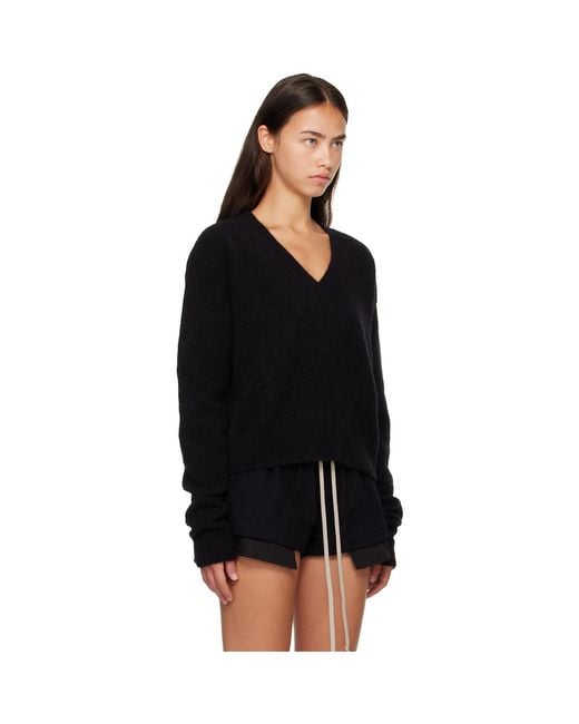 Rick Owens Black Tower Tommy V Neck Sweater