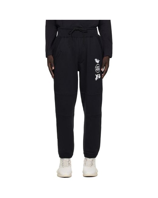 Y-3 Black Cuffed Track Pants for men