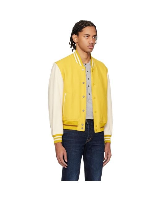 Tom Ford Orange Double Face 3D Varsity Bomber Jacket for men