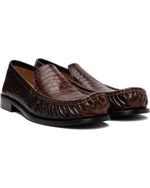 Dries Van Noten Black Embossed Leather Loafers for men