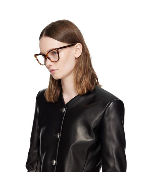 Gucci Brown Light Acetate Gg Cat Eye Glasses