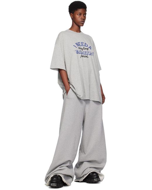 Vetements White Gray Rolled Cuff Lounge Pants