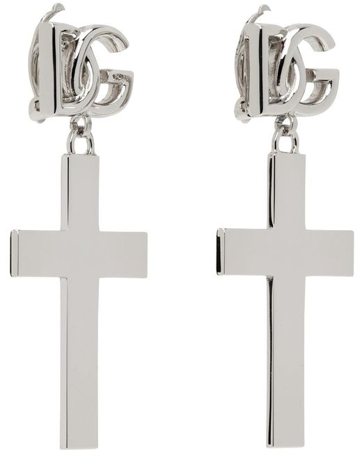 Dolce & Gabbana White Cross Earrings