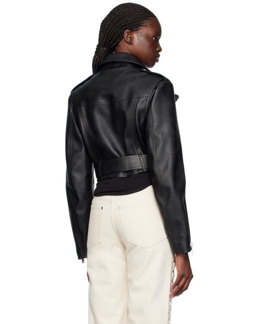 Stella McCartney Black Cropped Faux-leather Biker Jacket