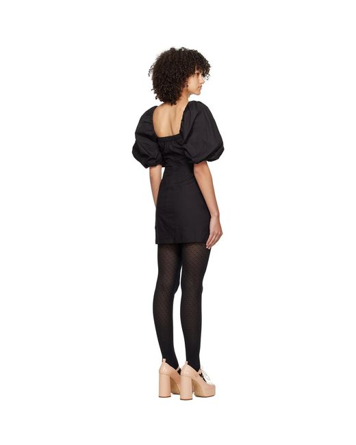 Ganni Black Twisted Sleeves Minidress