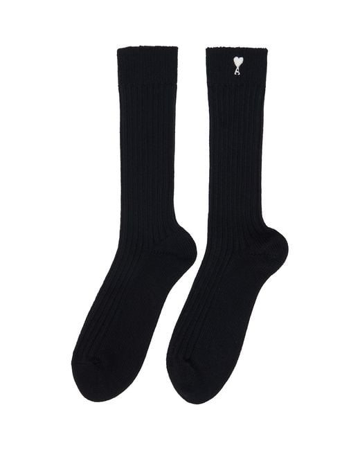 AMI Black Three-Pack Ami De Coeur Socks for men