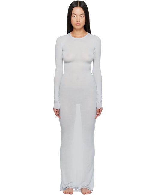 Skims Black Ssense Exclusive Sheer Modal Long Sleeve Maxi Dress