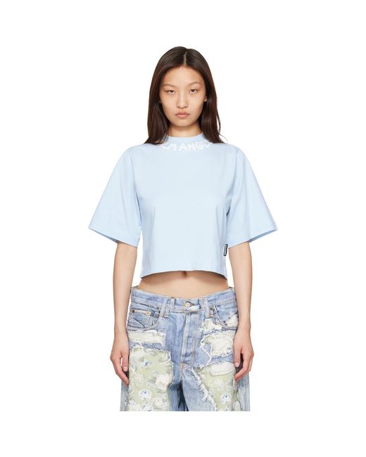 Palm Angels Blue Neck Logo Boxy T-shirt