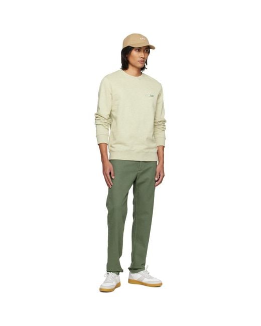 A.P.C. Green Mid-Rise Tapered Jeans for men