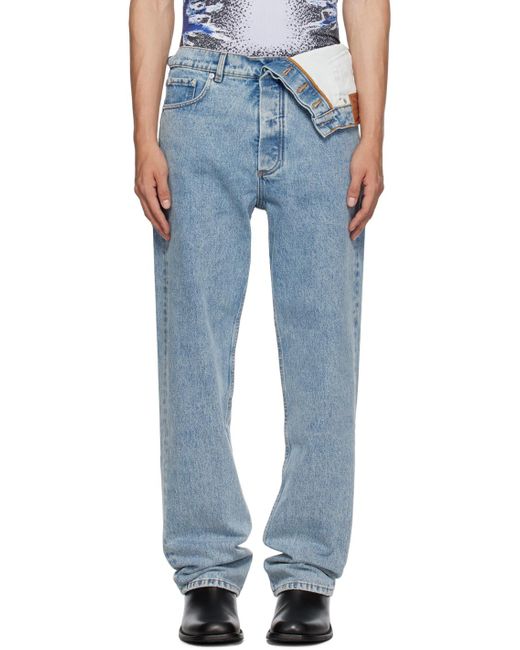 Y. Project Blue Asymmetric Jeans for men